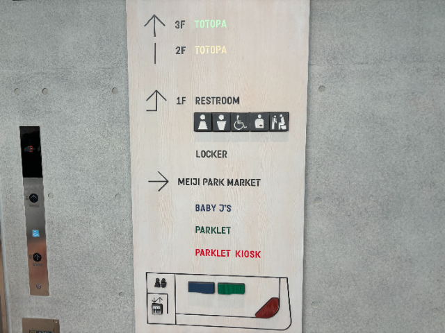 TOTOPA 都立明治公園店の内観 1階のエレベーター前